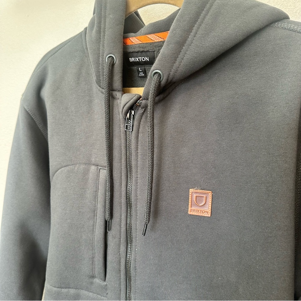 Brixton Men's Builders Charcoal Zip-Up Hoodie - Picture 3 of 8